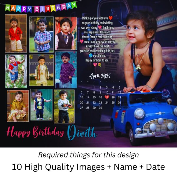 Birthday Photo Frame with 10 Images - Image 3